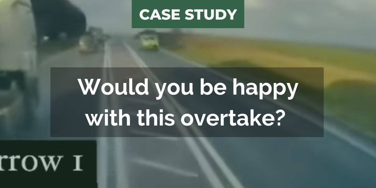 misconduct at work HGV travels in middle of road for a poor overtake